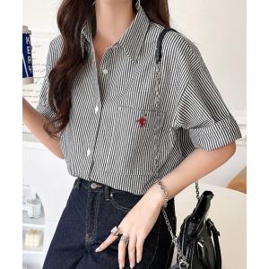 ブラウス シャツ 「JaVaジャバコラボ」ベーシックに、垢抜けを。胸ポケット刺繍サッカーチェックシャツ（半袖） レディース｜ZOZOTOWN Yahoo!店