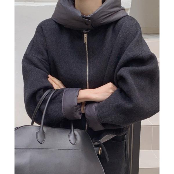 ブルゾン アウター フード付きショートジャケット レディース