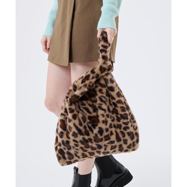 トートバッグ FUR SHOULDER TOTE レオパードフラッフィーファー レディース