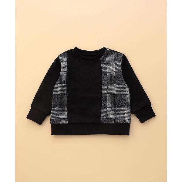 トレーナー  グレンチェックプリント 裏起毛 切り替えトレーナー / セットアップ対応 (ベビーサイ...