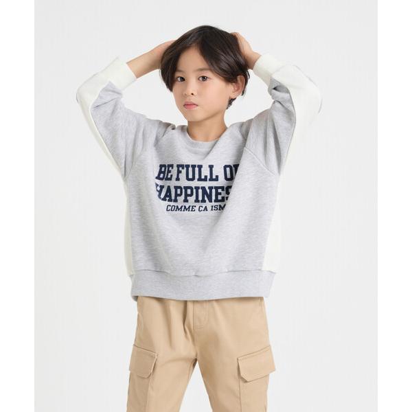 トレーナー  フロッキープリント 配色トレーナー キッズ 子供服 男の子 女の子