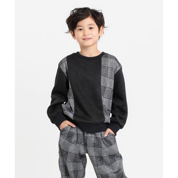 トレーナー  グレンチェックプリント 裏起毛 切り替えトレーナー / セットアップ対応 キッズ 子供...