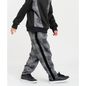 パンツ グレンチェックプリント 裏起毛 ロングテーパードパンツ / セットアップ対応 キッズ 子供服 男の子 女の子