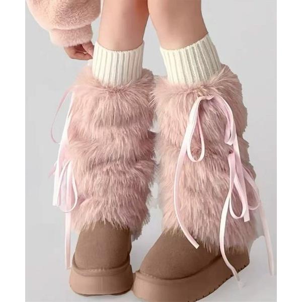レッグウォーマー やさしく包むフェイクファーレッグウォーマー レディース