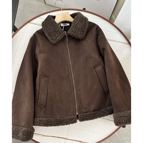 ブルゾン アウター 秋冬おしゃれボア×スエードジャケット レディース