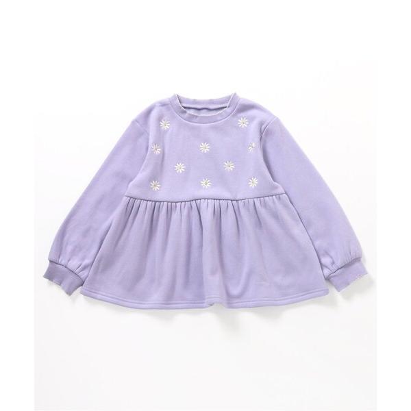 トレーナー  「WEB限定/あったか」裏シャギーペプラム刺繍トレーナー キッズ 子供服 女の子