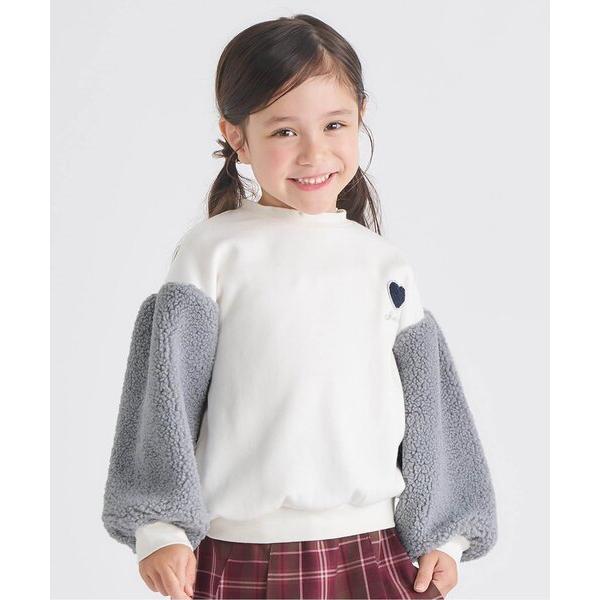 トレーナー  「あったか/裏起毛」ハート刺繍袖ボアトレーナー キッズ 子供服 女の子