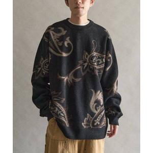セーター ニット 総柄クルーネックニット メンズ