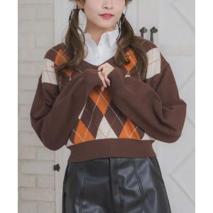 ニット セーター シャツ襟付きアーガイルNTPO レディース - 最安値
