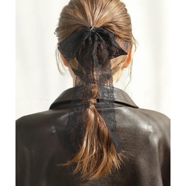 ヘアゴム レースリボンポニーフック