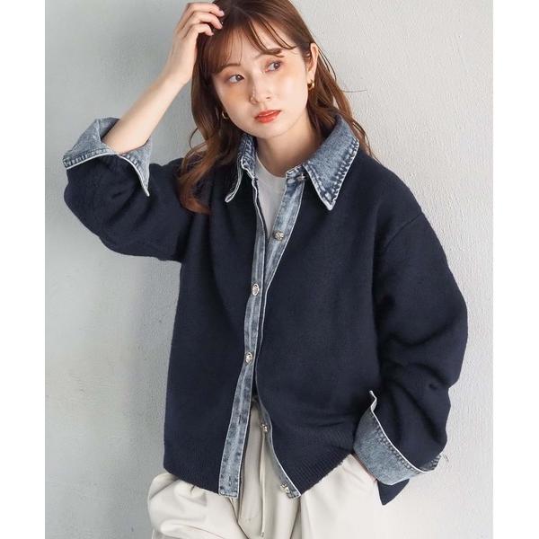 カーディガン デニムドッキングカーディガン レディース