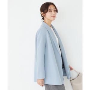 ステンカラーコート コート 「リバー仕立て／裏地無し」軽く羽織れるウールリバーコート レディース