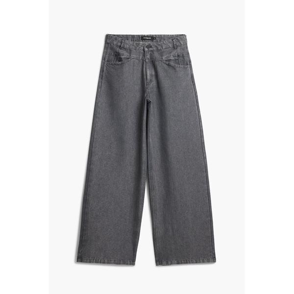 ジーンズ デニム デニムパンツ バックラインフラップポケットワイドストレートデニム レディース
