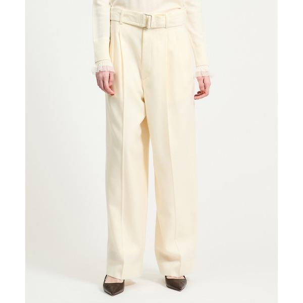 スラックス パンツ ESTNATION / ウールツータックベルテッドパンツ レディース