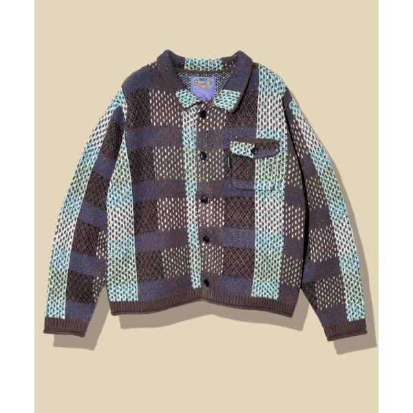 カーディガン CRAZY MIX ニットチェックシャツ ジャケット メンズ レディース