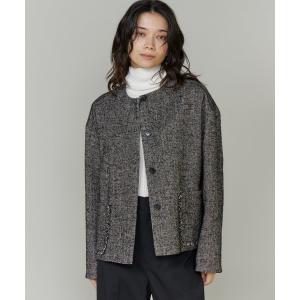 ノーカラーコート コート PONTETORTOカラーレスジャケット レディース