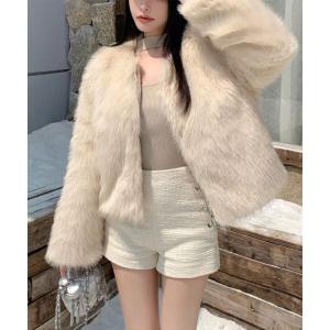 Olu.（オルドット） ノーカラーコート コート フラッフィーフェイク