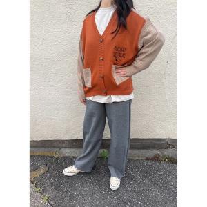 カーディガン ドルマン配色ニットカーディガン レディース