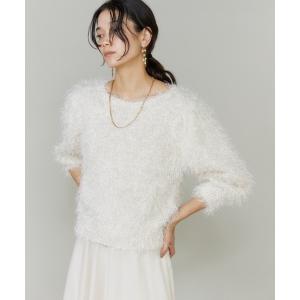 ニット セーター シャギーヤーンニットプルオーバー レディース