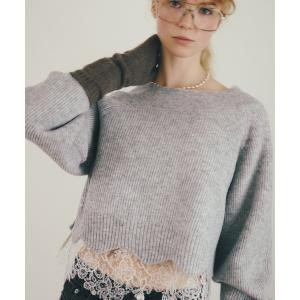 ニット セーター 「洗える」オフネックレースニット レディース