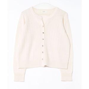 カーディガン ケーブル柄アルパカニットカーディガン レディース