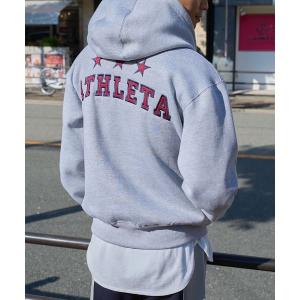 パーカー 「 athleta 」裏起毛スウェットジップアップフーディ レディース メンズ