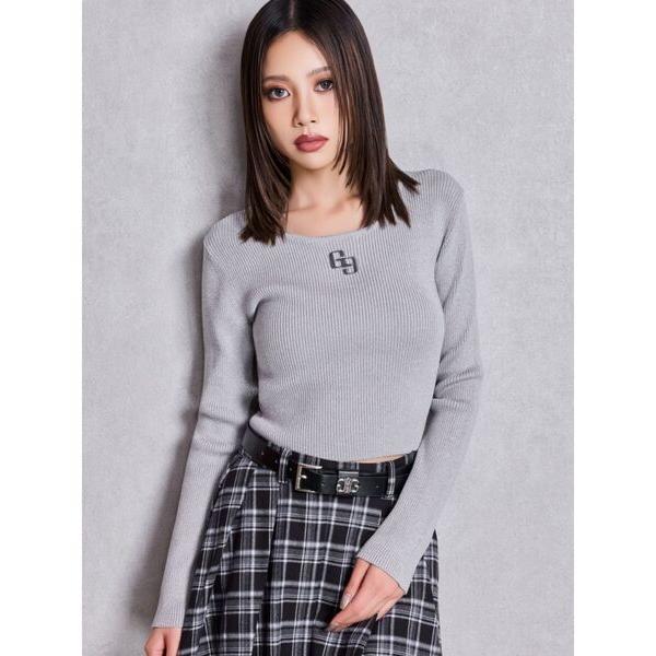 ニット セーター GGプレートlong sleeveニットトップス レディース