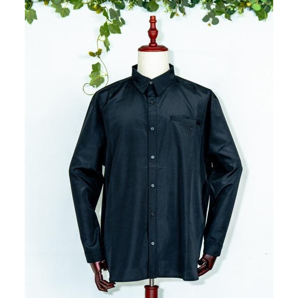 シャツ オーバーサイズロゴ刺繍長袖シャツ メンズ