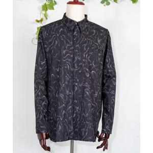 シャツ オーバーサイズ 猫柄 長袖シャツ 「猫 迷彩」 メンズ