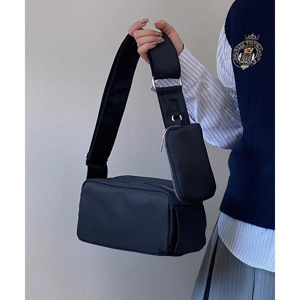 ショルダーバッグ バッグ ペットボトルが入るポーチ付きスクエアショルダーボディバッグ レディース