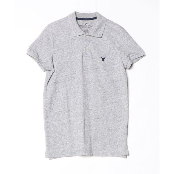 「American Eagle」 半袖ポロシャツ X-SMALL グレー メンズ