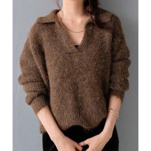 ニット セーター スキッパーMIXニットトップス レディース