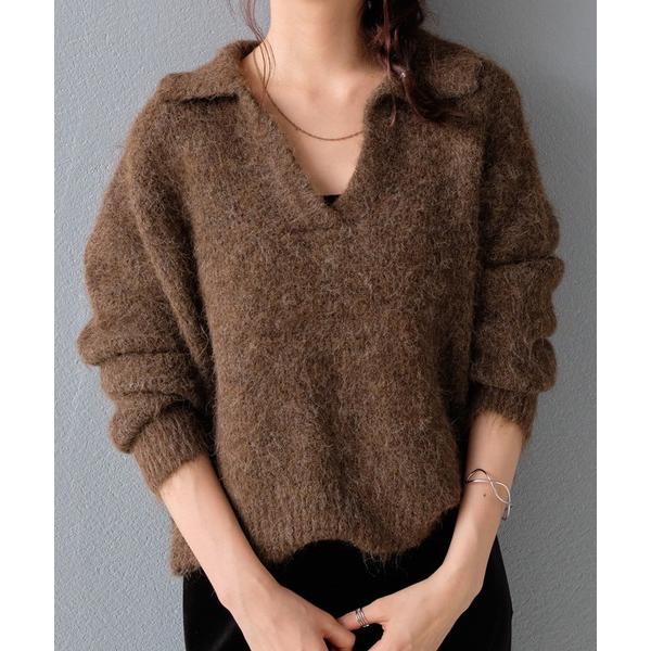 ニット セーター スキッパーMIXニットトップス レディース