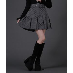 スカート ベルト付き裾プリーツスカート