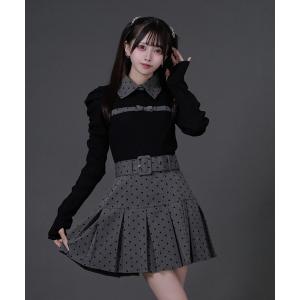 ニット セーター 襟付きリボンリブニット レディース