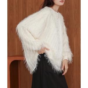 シアーシャギーレイヤードスウェットトップス レディース