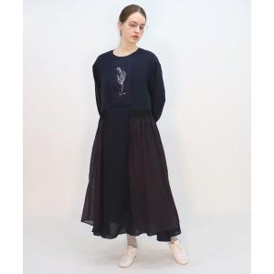 「haupia」 長袖ワンピース MEDIUM ネイビー レディース