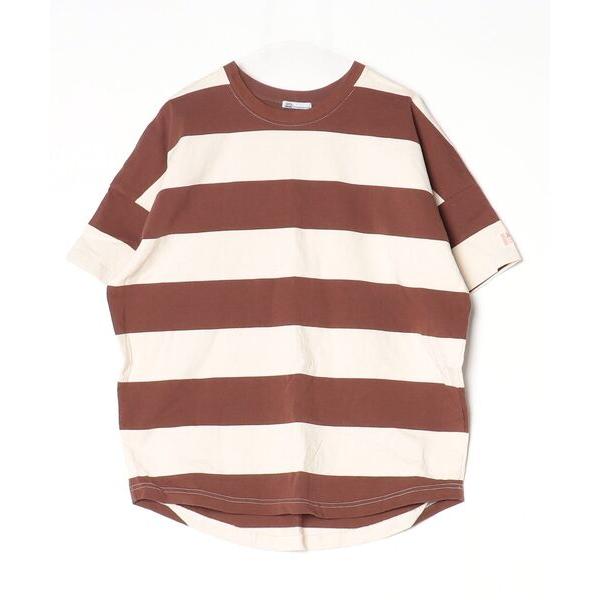 「Java」 ボーダー柄半袖Tシャツ M ブラウン レディース