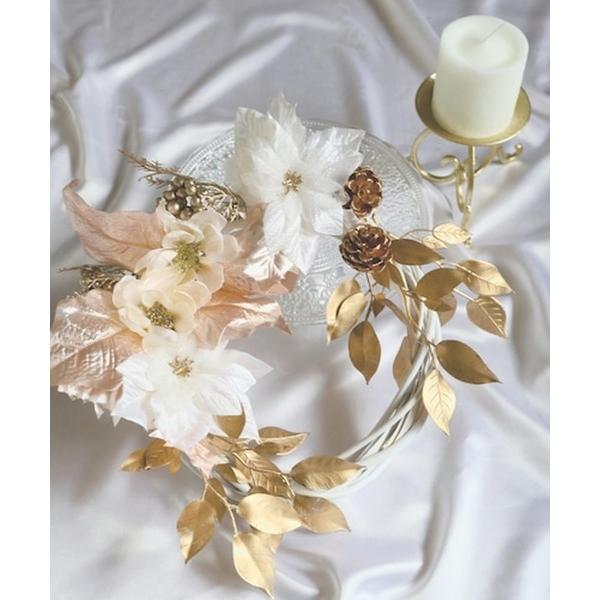 インテリア ポインセチアとアネモネのクリスマスリース