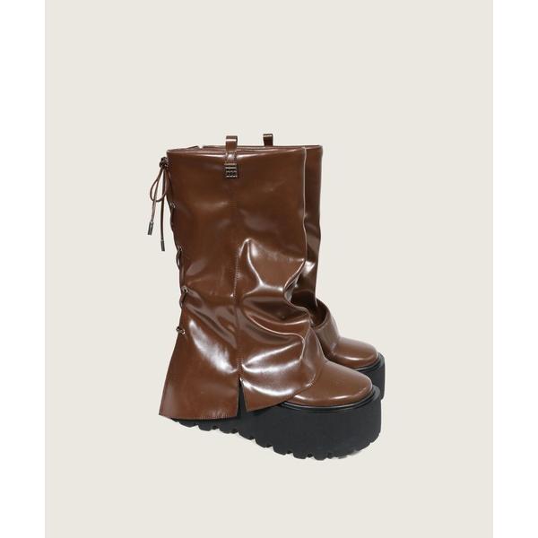 ブーツ レースアップロングプラットフォームブーツ/2025 AW NEW COLLECTION レデ...