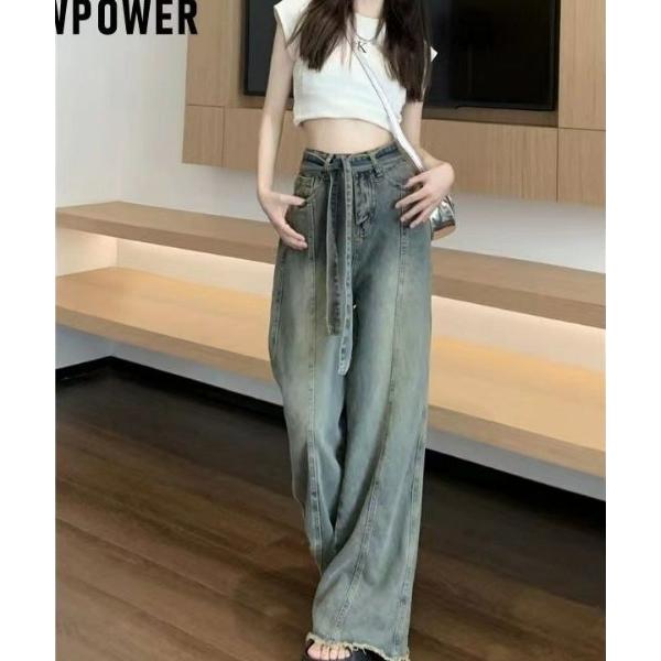 ワイドパンツ ジーンズ デニム デニムパンツ スリムルーズレッグデニム レディース