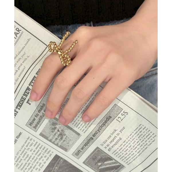 指輪 リング リボンモチーフビーズリング レディース