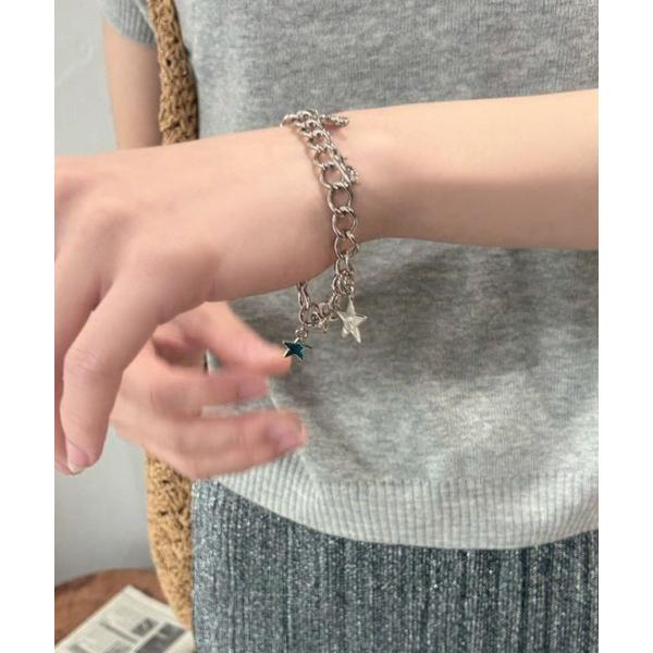 ブレスレット チャーム付きマンテルチェーンブレスレット レディース