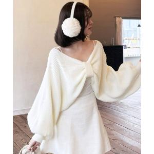 ニット セーター ドルマンリボンニットトップス レディース