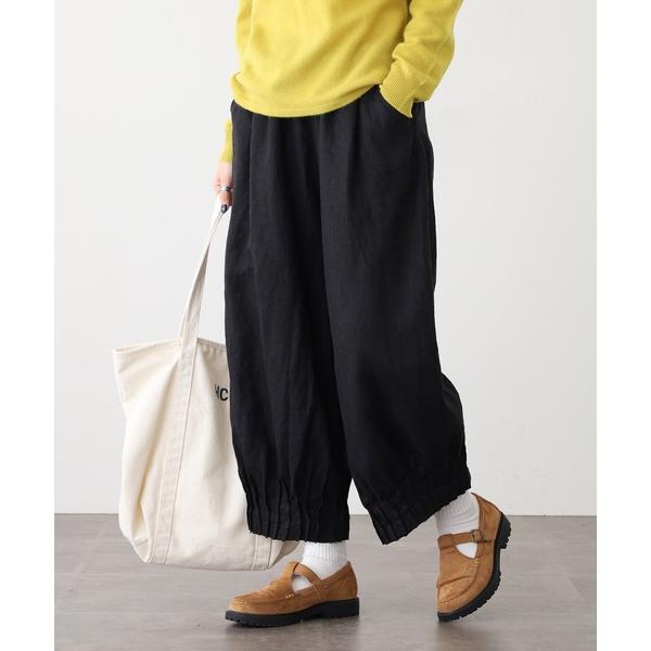 パンツ ubasoku 裾変形ピンタックワイドシルエット裏付パンツ レディース