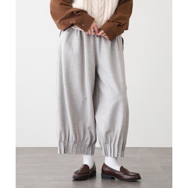 ワイドパンツ パンツ ubasoku ウール混裾ピンタックワイドシルエットパンツ レディース