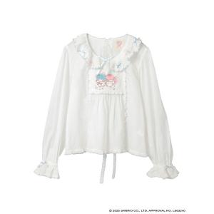 ブラウス シャツ Little Twin Stars×PINK HOUSE 刺しゅう入りローンブラウス レディース