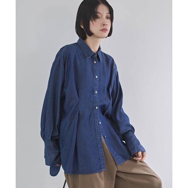 ブラウス シャツ テンセルデニム ウエストタックシャツ レディース
