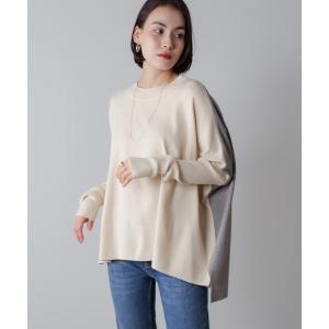 ニット セーター ドルマンスリーブバイカラーニット レディース