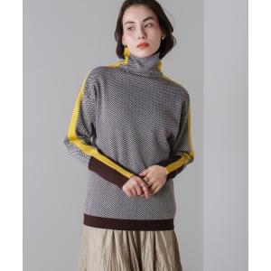 ニット セーター ヘリンボーン配色ニット レディース